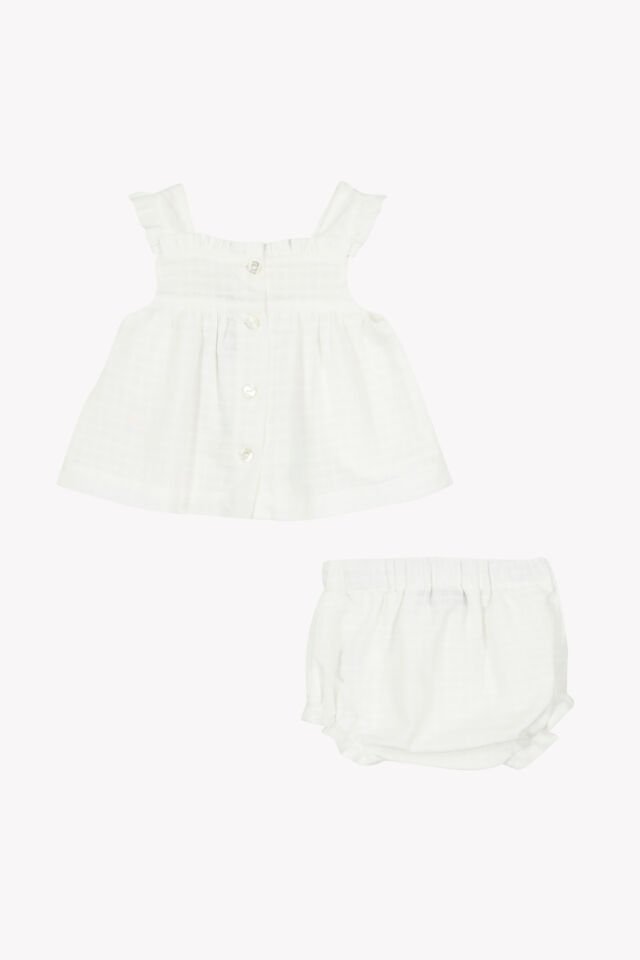 Askılı Tunik + Bloomer Set Blanc - Beyaz - 9M