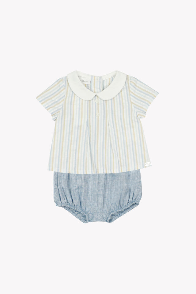 Bluz + Bloomer Set Mavi - 9M