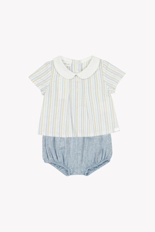 Bluz + Bloomer Set Mavi - 9M
