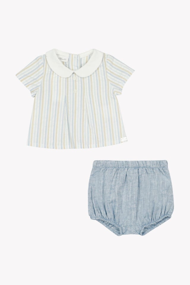Bluz + Bloomer Set Mavi - 9M
