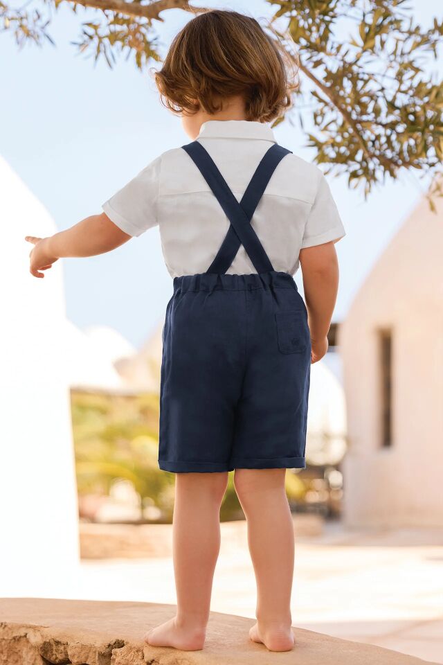 Askılı Keten Şort Ceremonie Marine - 2Y