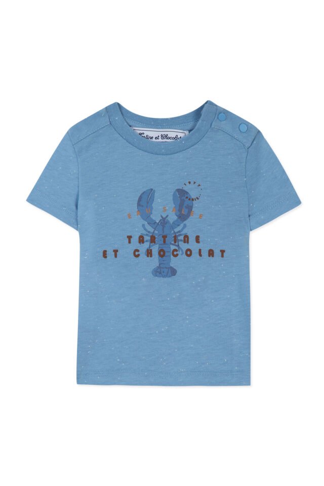 Istakoz figürlü T-Shirt Mavi - Azur - 3Y