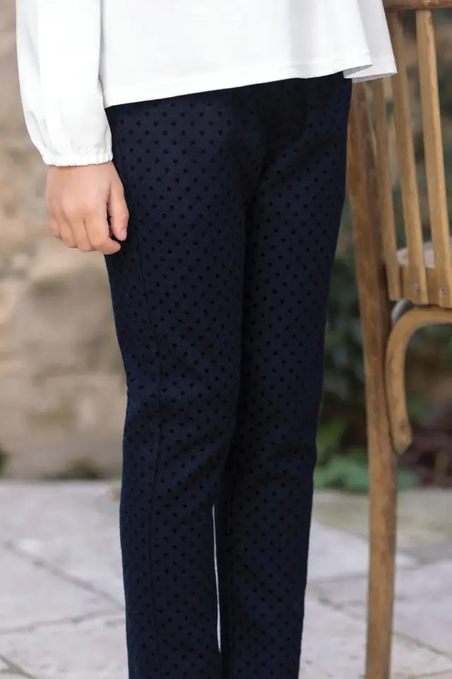 Puanlı Yün Pantolon Lacivert - 6Y