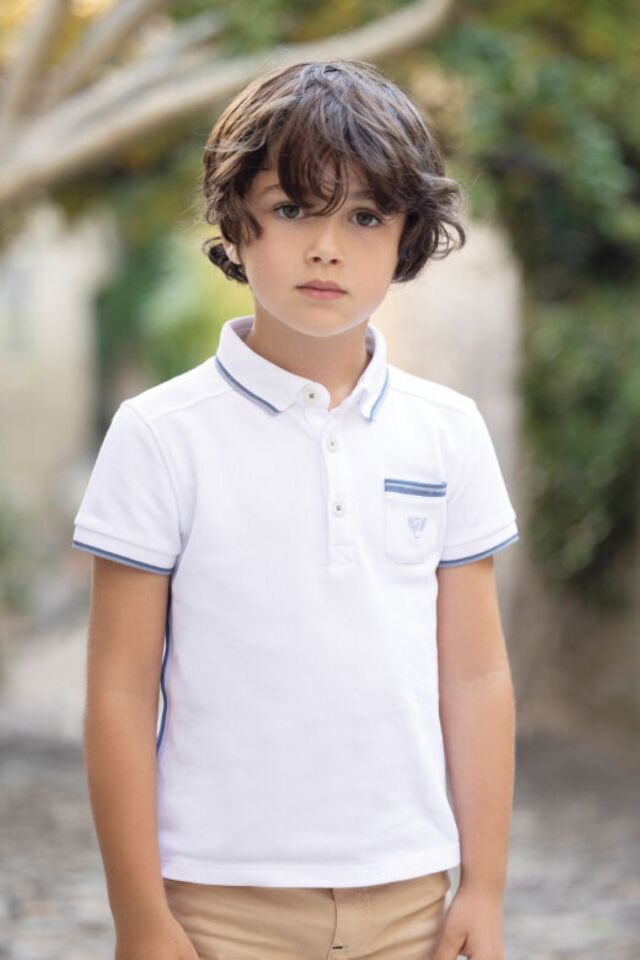 kısa kollu POLO T-SHIRT Blanc - 12Y