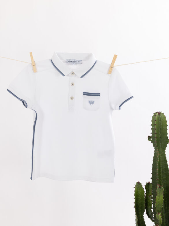 kısa kollu POLO T-SHIRT Blanc - Beyaz - 12Y