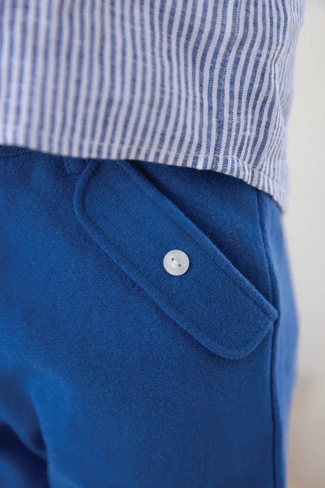 Düz Renk Pantolon Saks mavi - 5Y