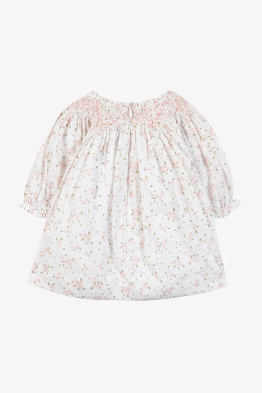 Çiçek Desenli Coton Elbise Ekru - 9M