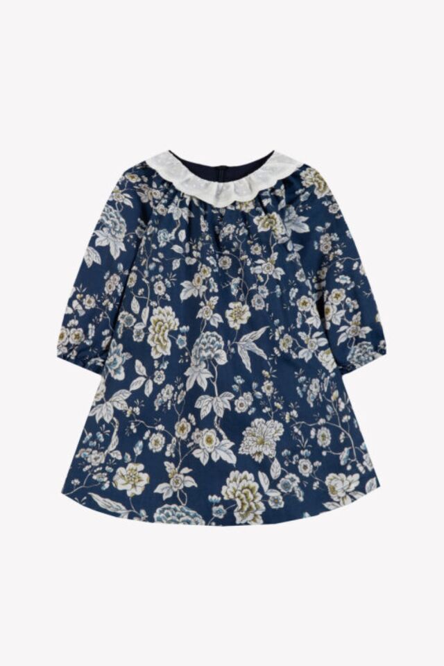 Liberty Uzun Kollu Coton Elbise Lacivert - 2Y