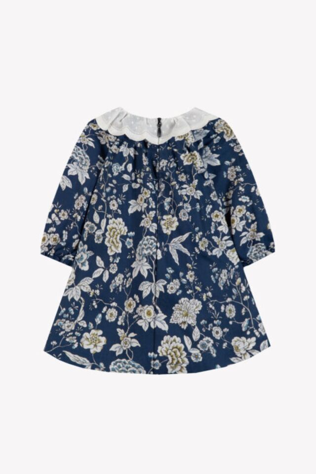 Liberty Uzun Kollu Coton Elbise Lacivert - 2Y