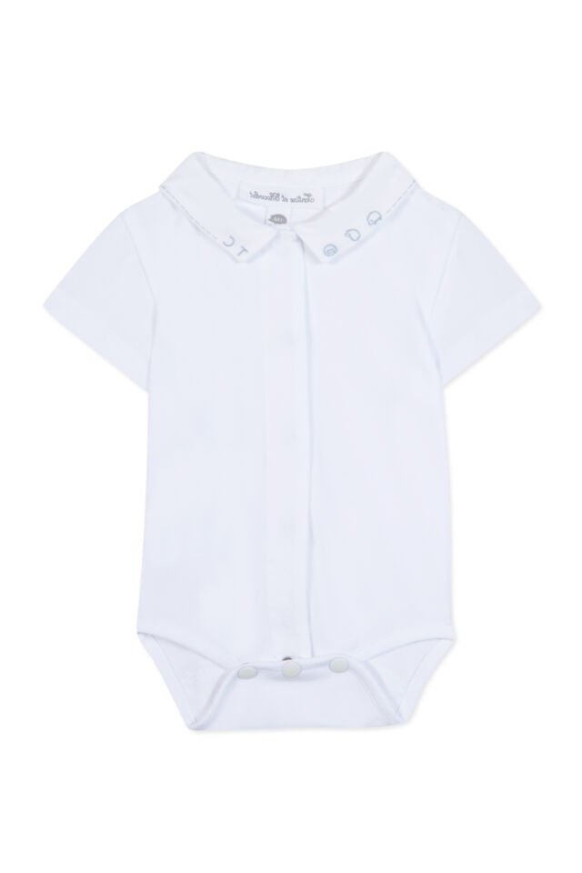 Yakası Nakışlı önden açılan Body Blanc - Beyaz - 1M