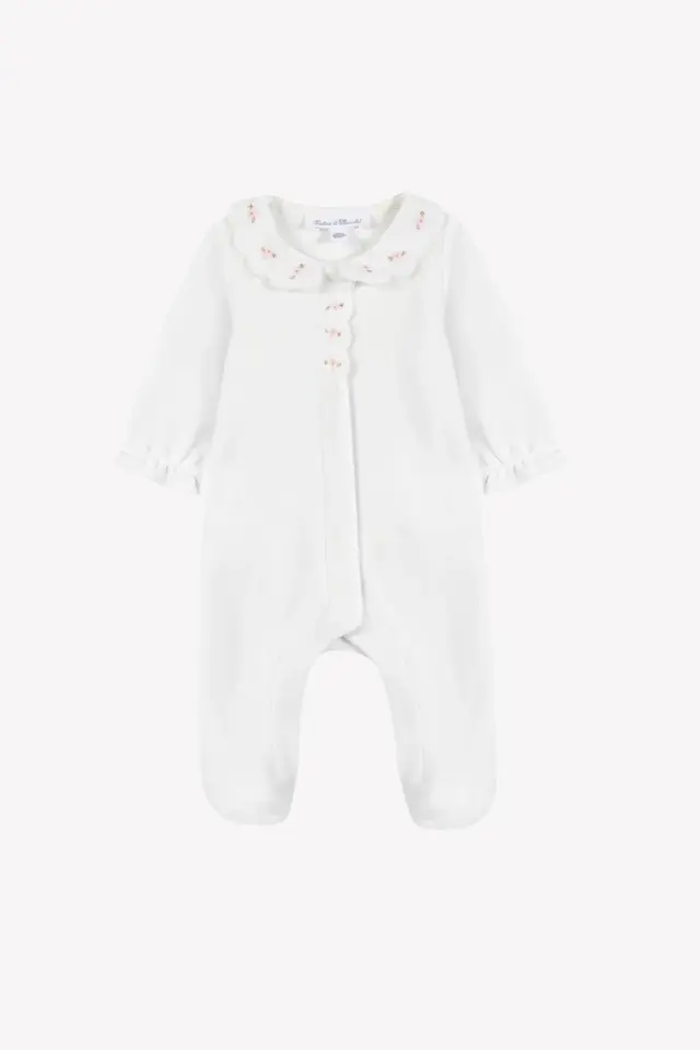 Nakış Detaylı Kadife Tulum Ekru - 1M