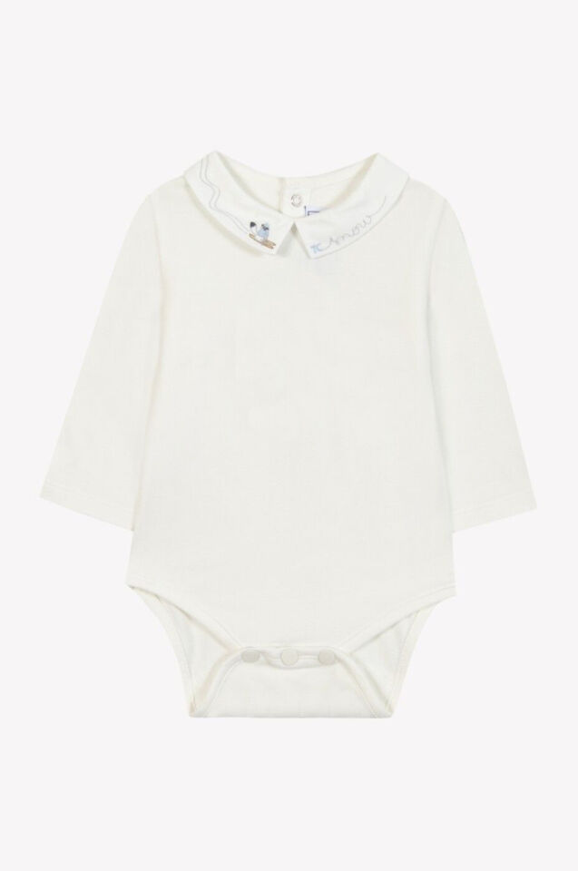 Yakası Nakışlı Body Mavi - 1Y