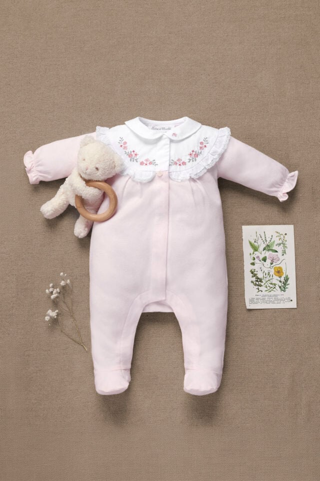 Geniş Fisto Yakalı Coton Tulum Soft pembe - 9M