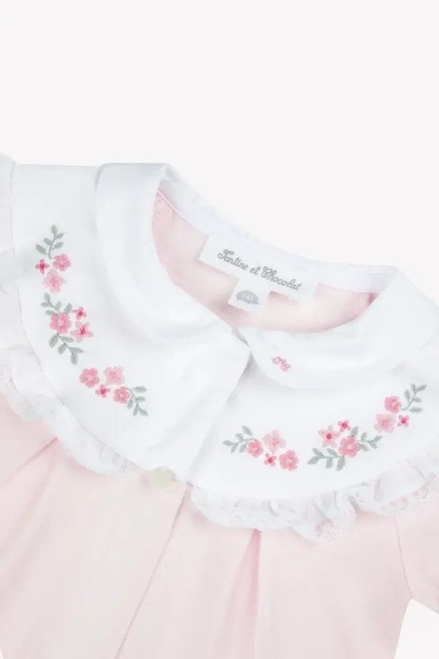 Geniş Fisto Yakalı Coton Tulum Soft pembe - 9M