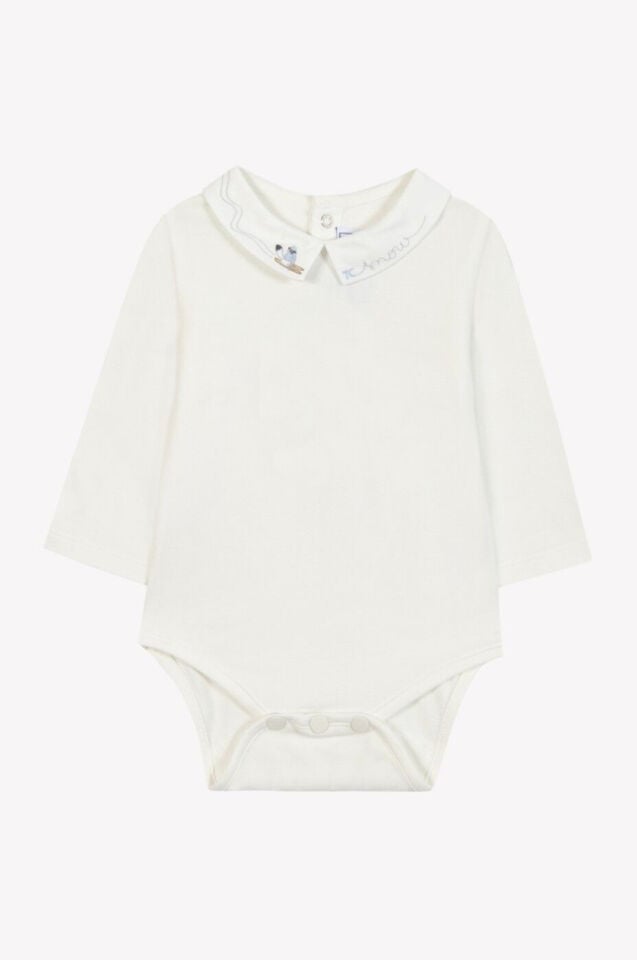 Yakası Nakışlı Body Mavi - 9M