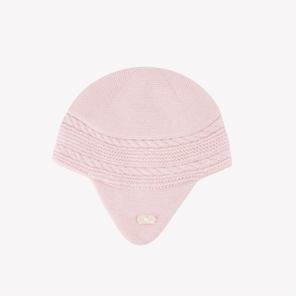 Muflonlu Triko Şapka Soft Pembe - T2