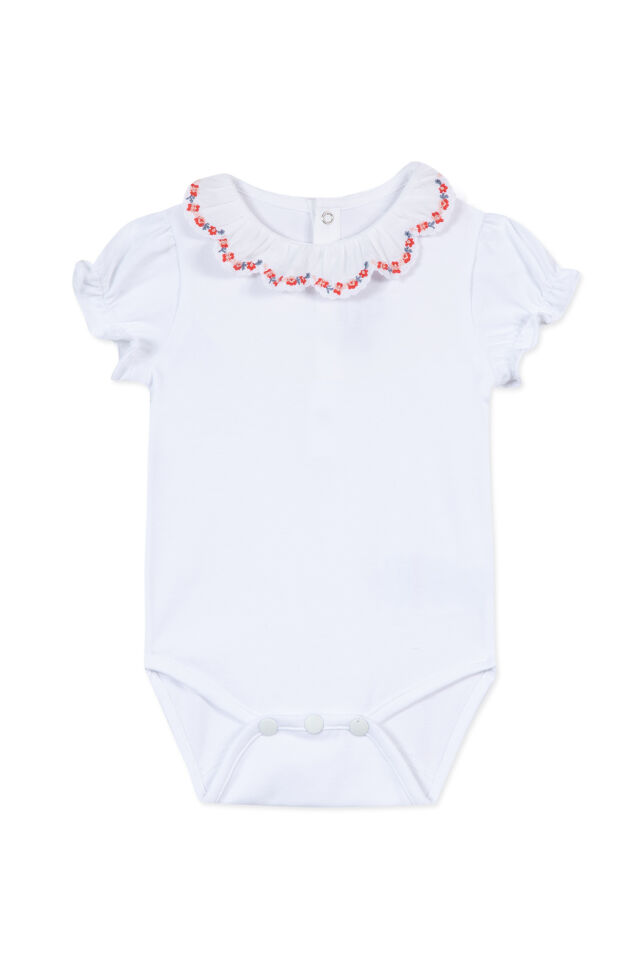 Yakası Çiçek Nakışlı Body Bougainvillier - Begonvil - 1Y