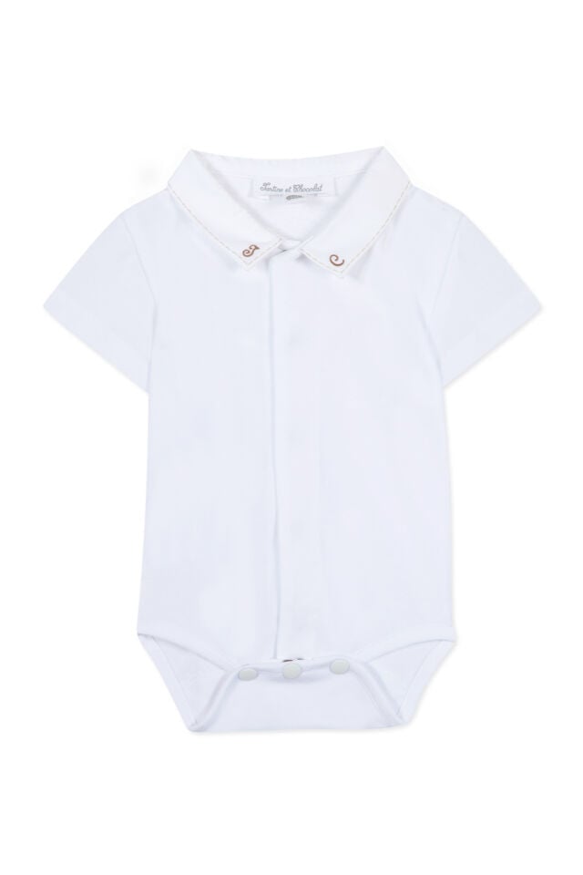 yakası nakışlı önden açılan BODY Moka chiné - Moka - 3M