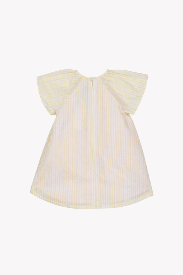 çizgili coton Elbise Rose pâle - 18M