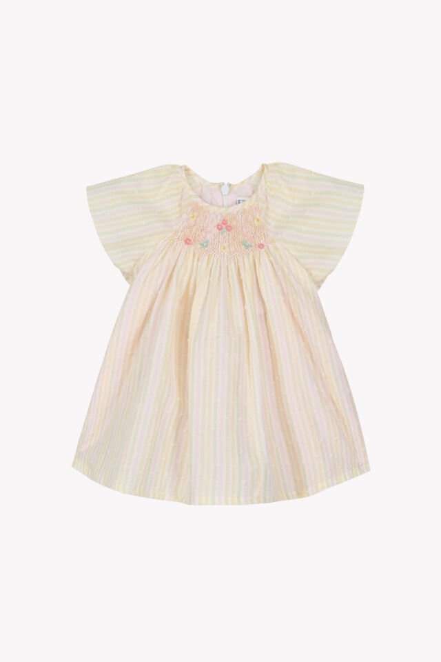 çizgili coton Elbise Rose pâle - 2Y