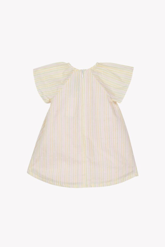 çizgili coton Elbise Rose pâle - 2Y