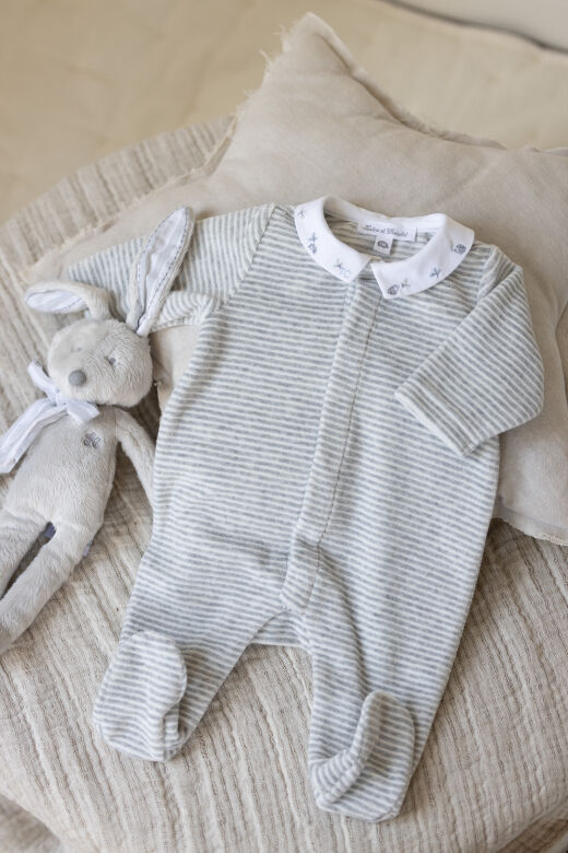 Kadife TULUM Gris clair rayé - Gris Clair - Açık gri - 1M