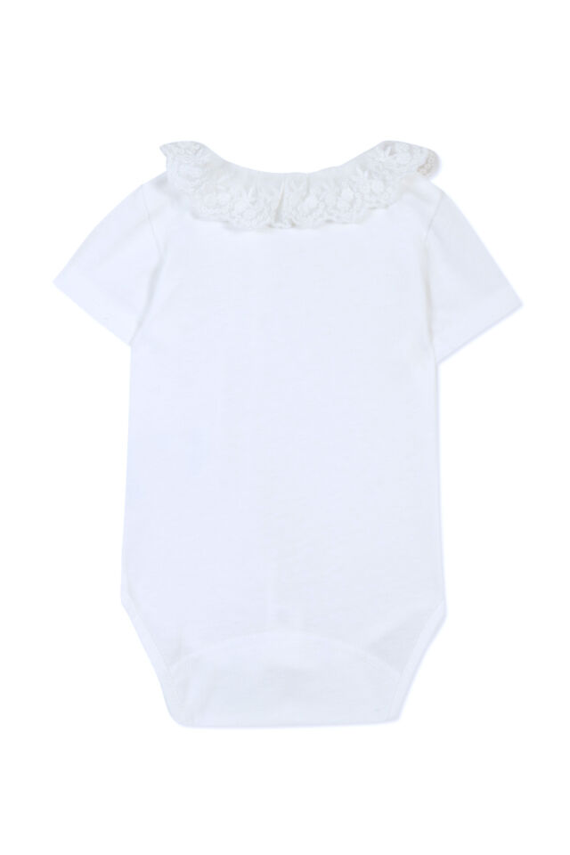 Fisto Yakalı Önden Açılan Body Blanc - 3M