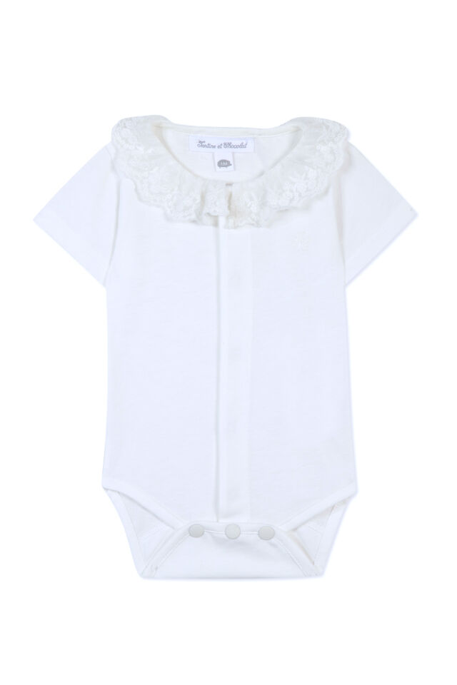Fisto Yakalı Önden Açılan Body Blanc - 6M