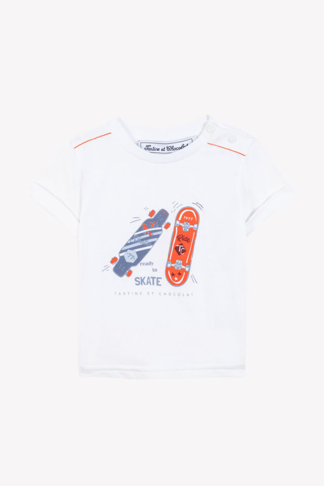 paten baskılı kısa kollu T-SHIRT Spicy orange - Portakal - 4Y