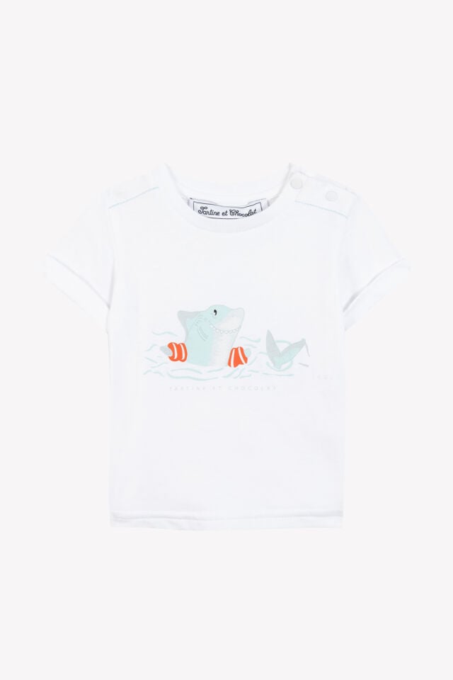 balina baskılı kısa kollu T-SHIRT Aqua - 18M