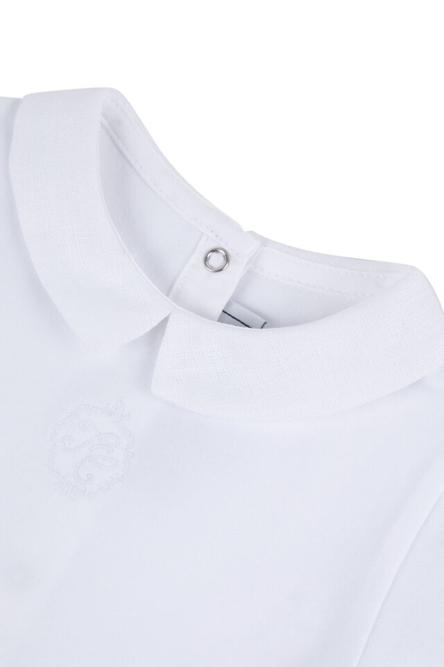 Keten Yakalı Ceremonie Body Blanc - 18M