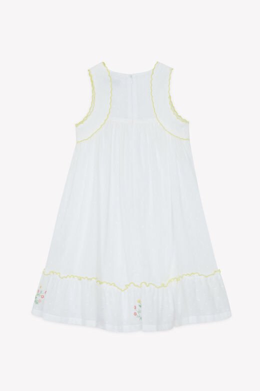 nakışlı  coton Elbise Blanc - Beyaz - 3Y