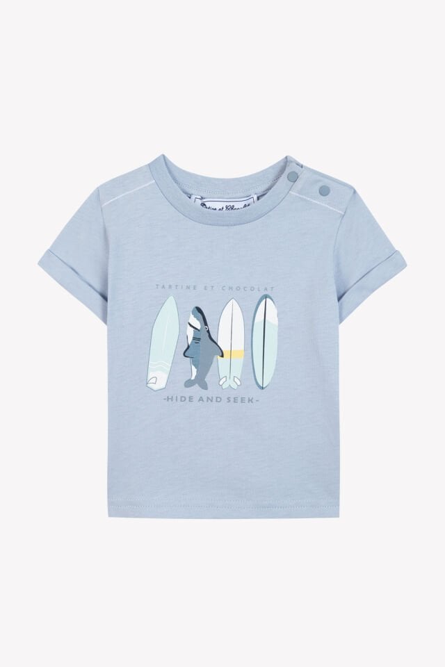 surf baskılı kısa kollu T-SHIRT Bleu électrique - 3Y