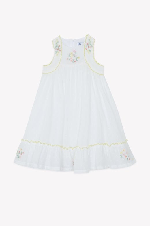 nakışlı  coton Elbise Blanc - Beyaz - 4Y