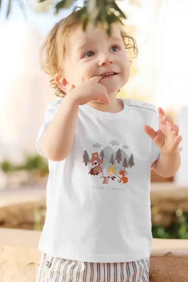 Dağ Temalı Kısa Kollu T-Shirt Fougère - 2Y