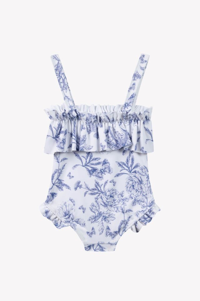 çiçek desenli MAYO Bleu grisé - 18M