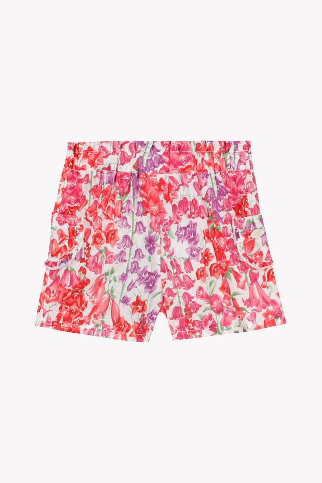 Çiçek Desenli Coton Şort Bougainvillier - Begonvil - 4Y
