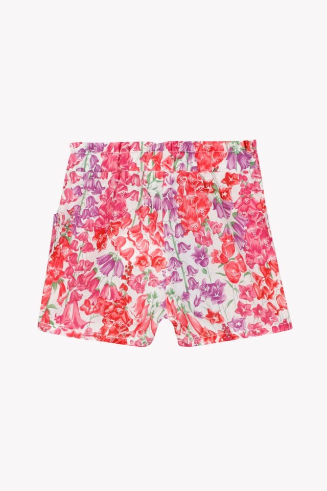 Çiçek Desenli Coton Şort Bougainvillier - Begonvil - 4Y