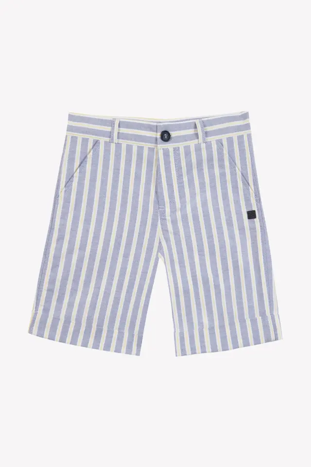 çizgili coton Şort Indigo - 5Y
