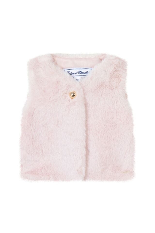 kürk YELEK Soft pembe - 18M