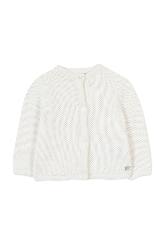 düz renk Triko Hırka Nacre - Ekru - 6M