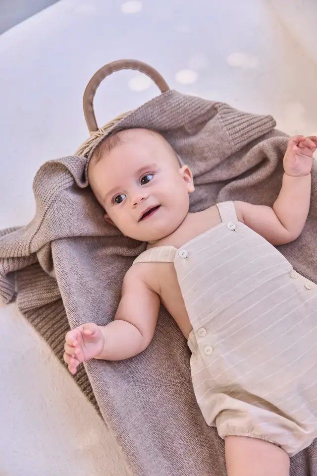 Askılı Şortlu Salopet Beige - 9M