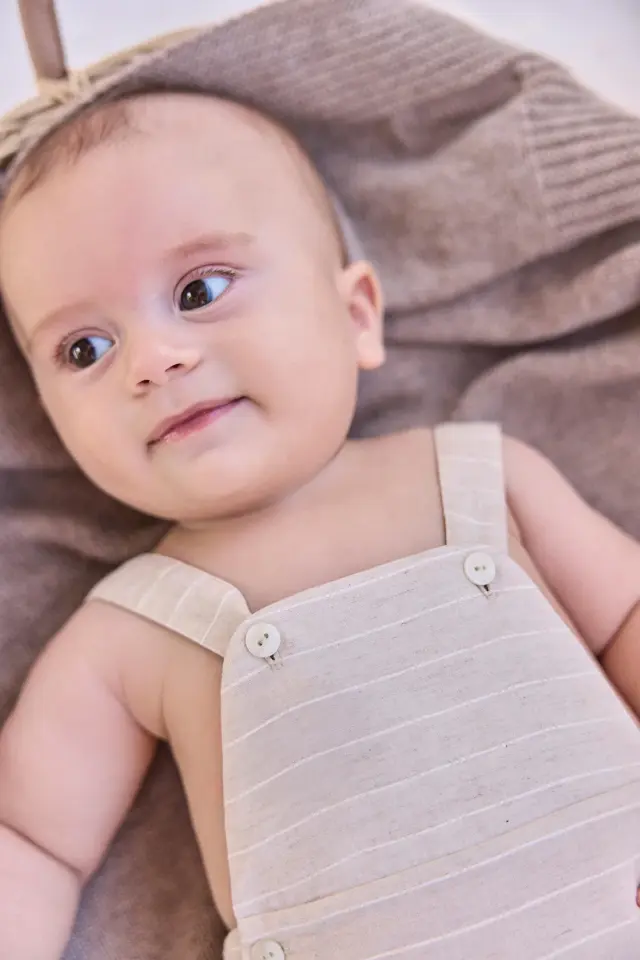 Askılı Şortlu Salopet Beige - 9M