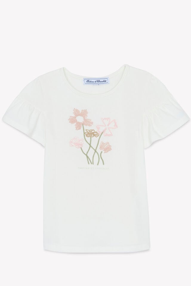 çiçek baskılı T-SHIRT Nacre - 6Y