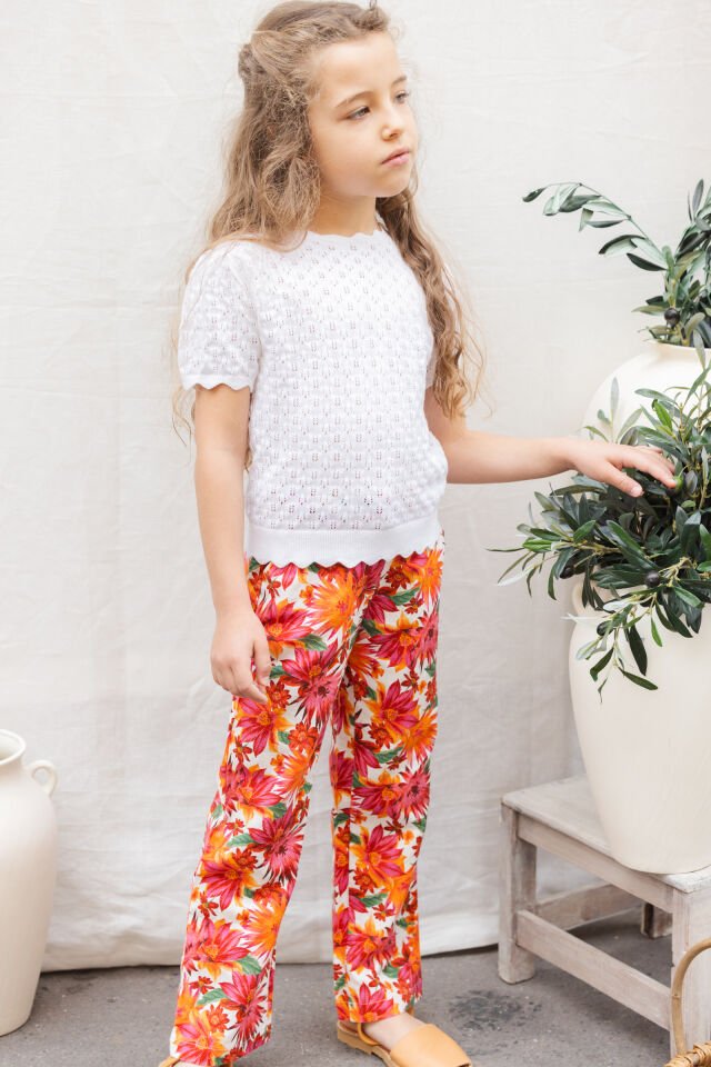 Çiçek desenli Pantalon Blanc - Beyaz - 6Y