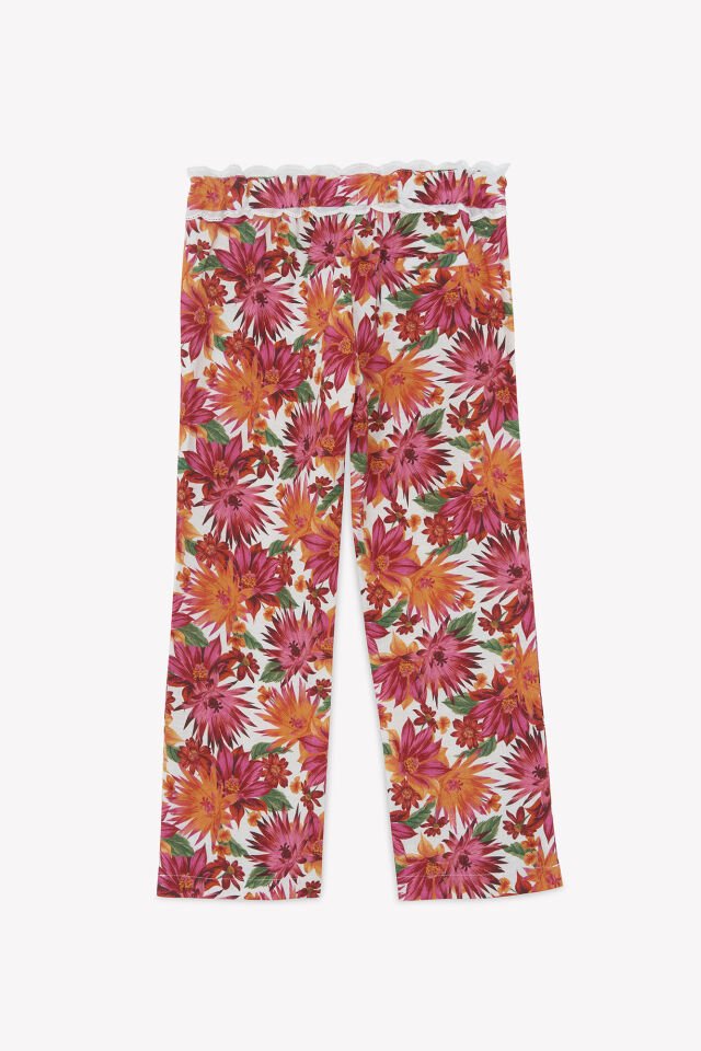 Çiçek desenli Pantalon Blanc - Beyaz - 8Y