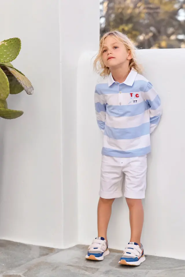 Uzun Kollu Polo T-Shirt Mavi - 5Y