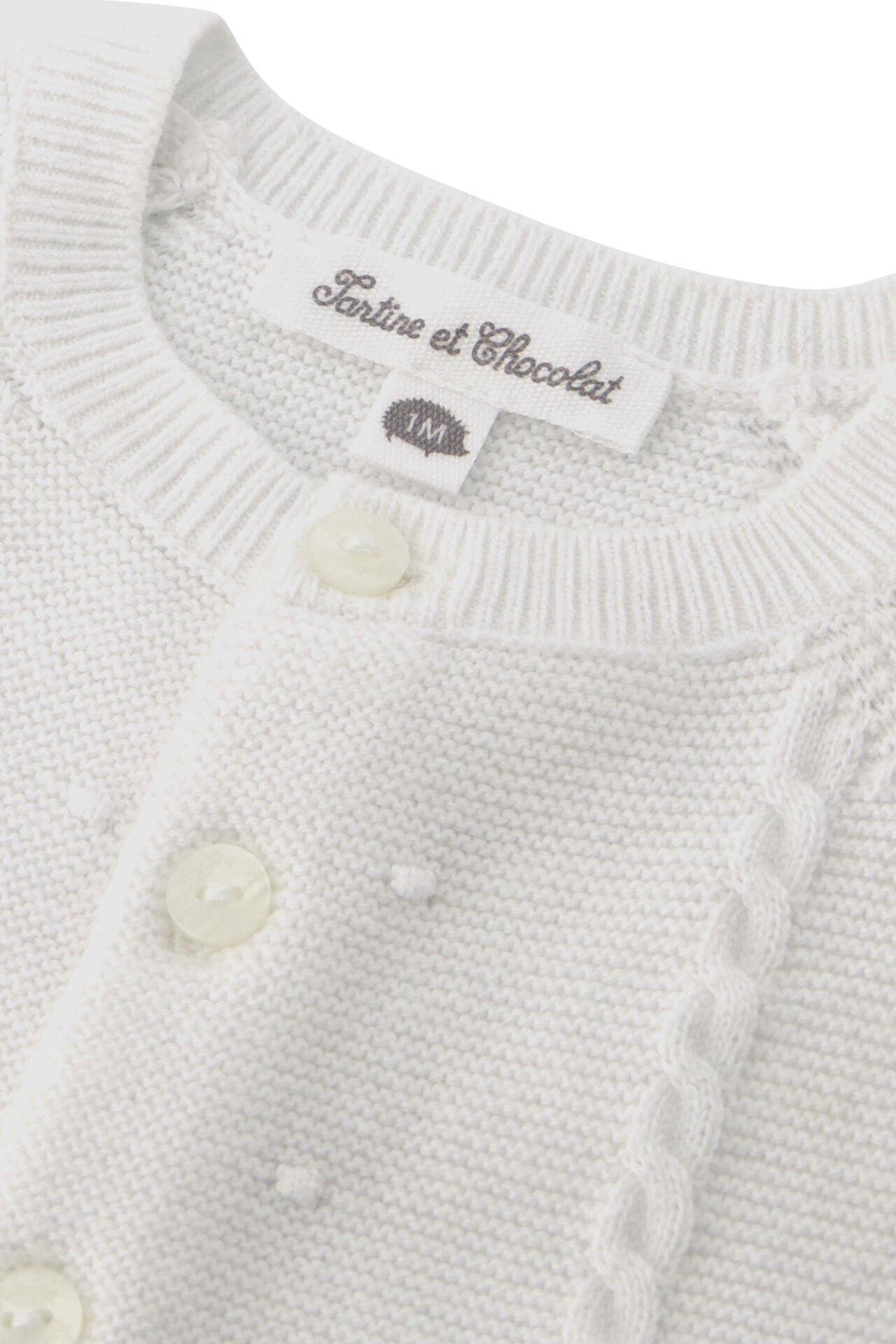 Düz Renk Triko Hırka Blanc - 3M