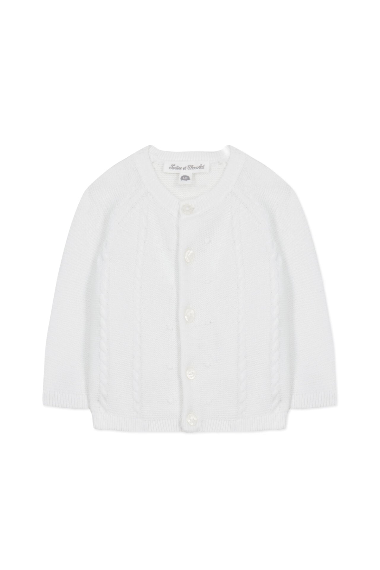 Düz Renk Triko Hırka Blanc - 6M