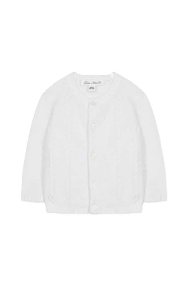 Düz Renk Triko Hırka Blanc - 6M